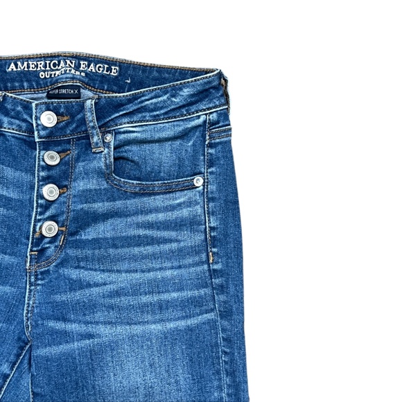 American Eagle Hi-Rise Crop Flare Jeans with a Button-Fly Super Stretch Size 4 - Picture 6 of 13